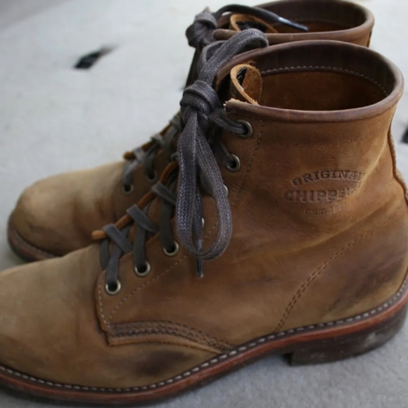 Chippewa Original Mens Boots Size 8 D Tan Brown Distressed Leather - 1901M25 - Picture 2 of 4